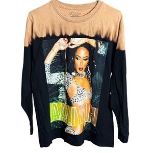 AALIYAH Official T-Shirt - Long Sleeve Bi-Colored Tie-Dye - M
